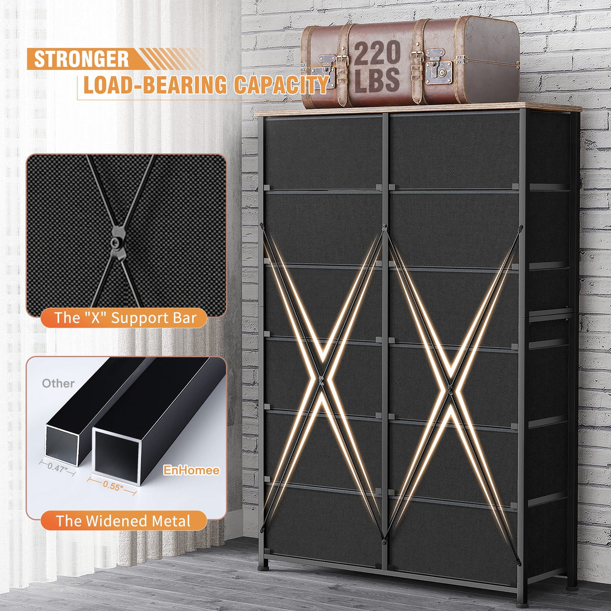 Set of 2 12 Drawer Fabric Dresser Z1924
