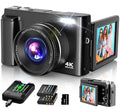 4K 48MP Compact Digital Camera with 16X Zoom, Black H340