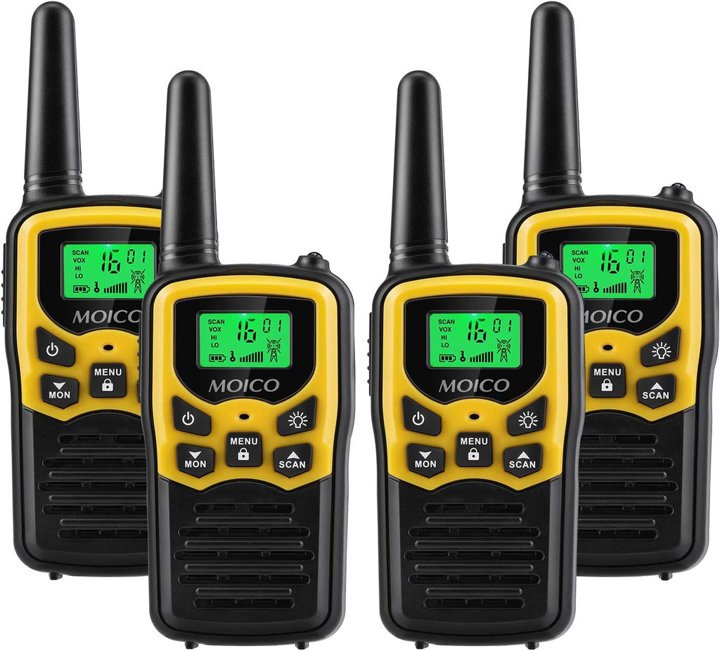 22 FRS Channels Yellow 4 Pack Walkie Talkies M7151