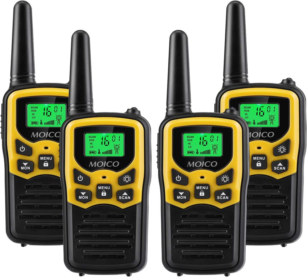 22 FRS Channels Yellow 4 Pack Walkie Talkies M7151