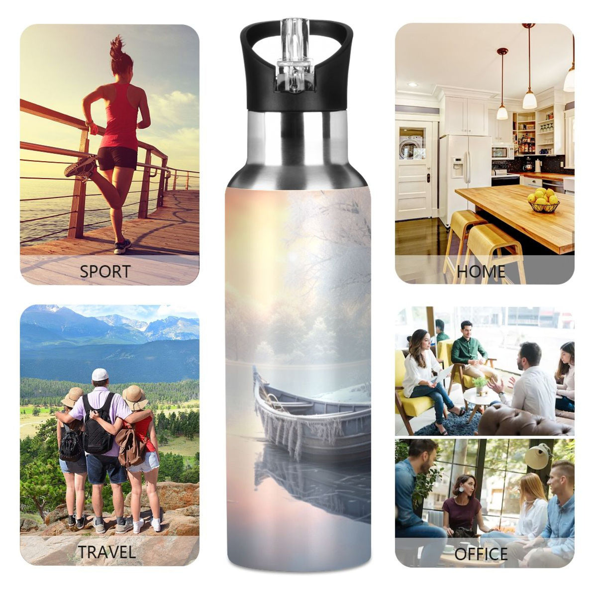 Insulated Stainless Steel Water Bottle with Straw Lid, 20 oz M7232