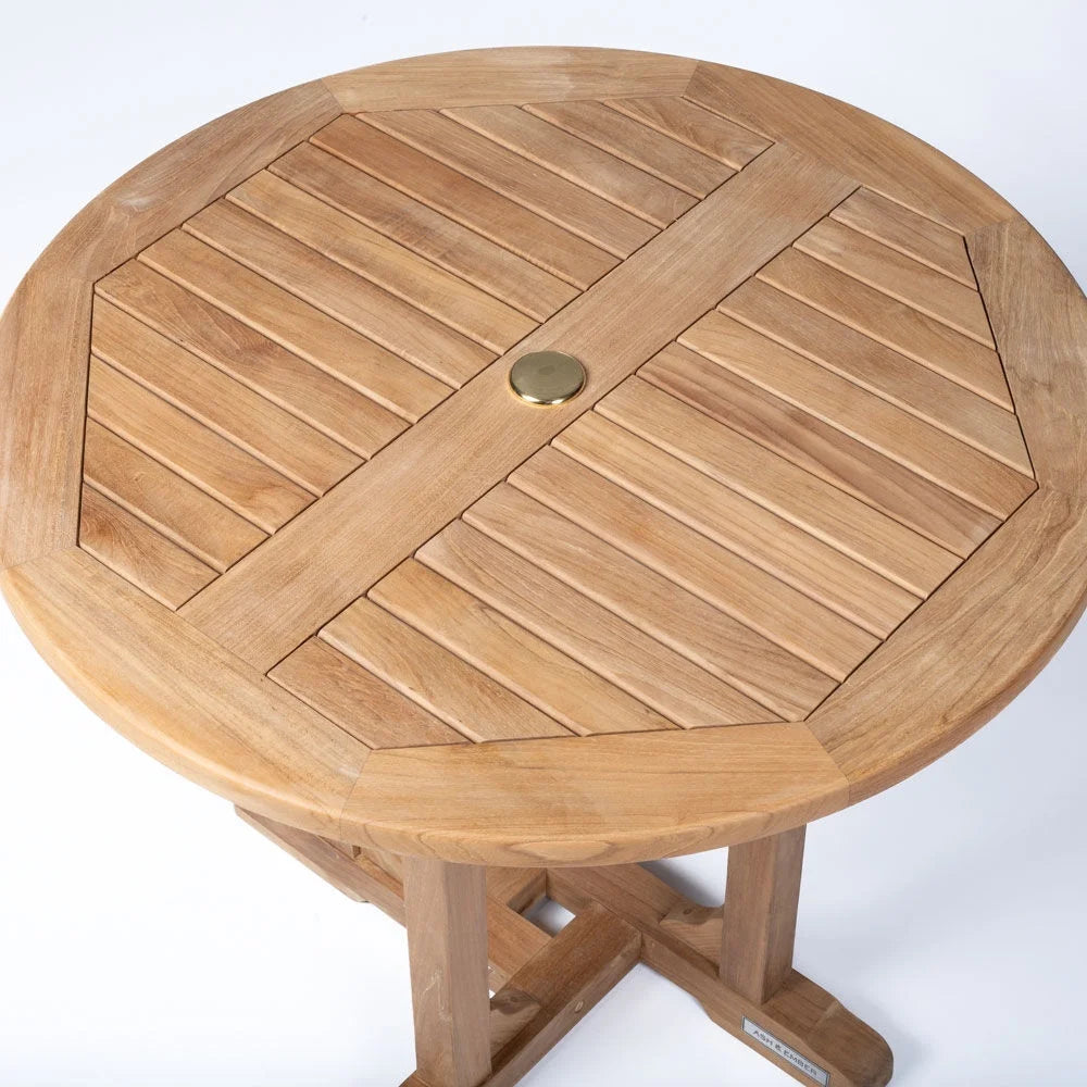 Grade A Teak 35" Round Solid Wood Dining Table with Umbrella Hole N984