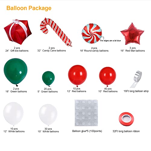 Christmas Balloon Garland Arch Kit with Green Red White Candy Balloons L5136