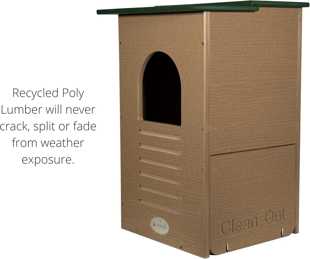 Recycled Poly Lumber Barred Owl Nesting Box with Mounting Hardware and Pine Shavings I18135