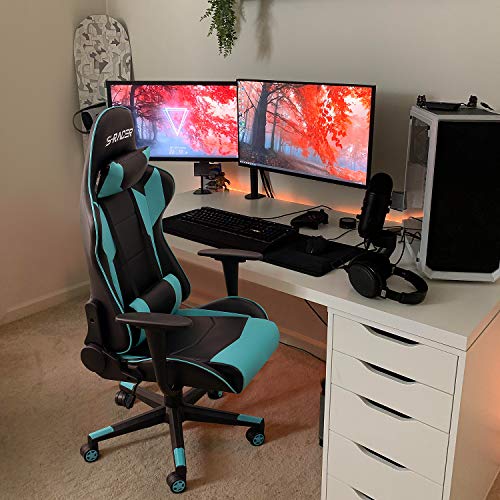 White Ergonomic Leather Gaming Chair with Headrest and Lumbar Support E632568