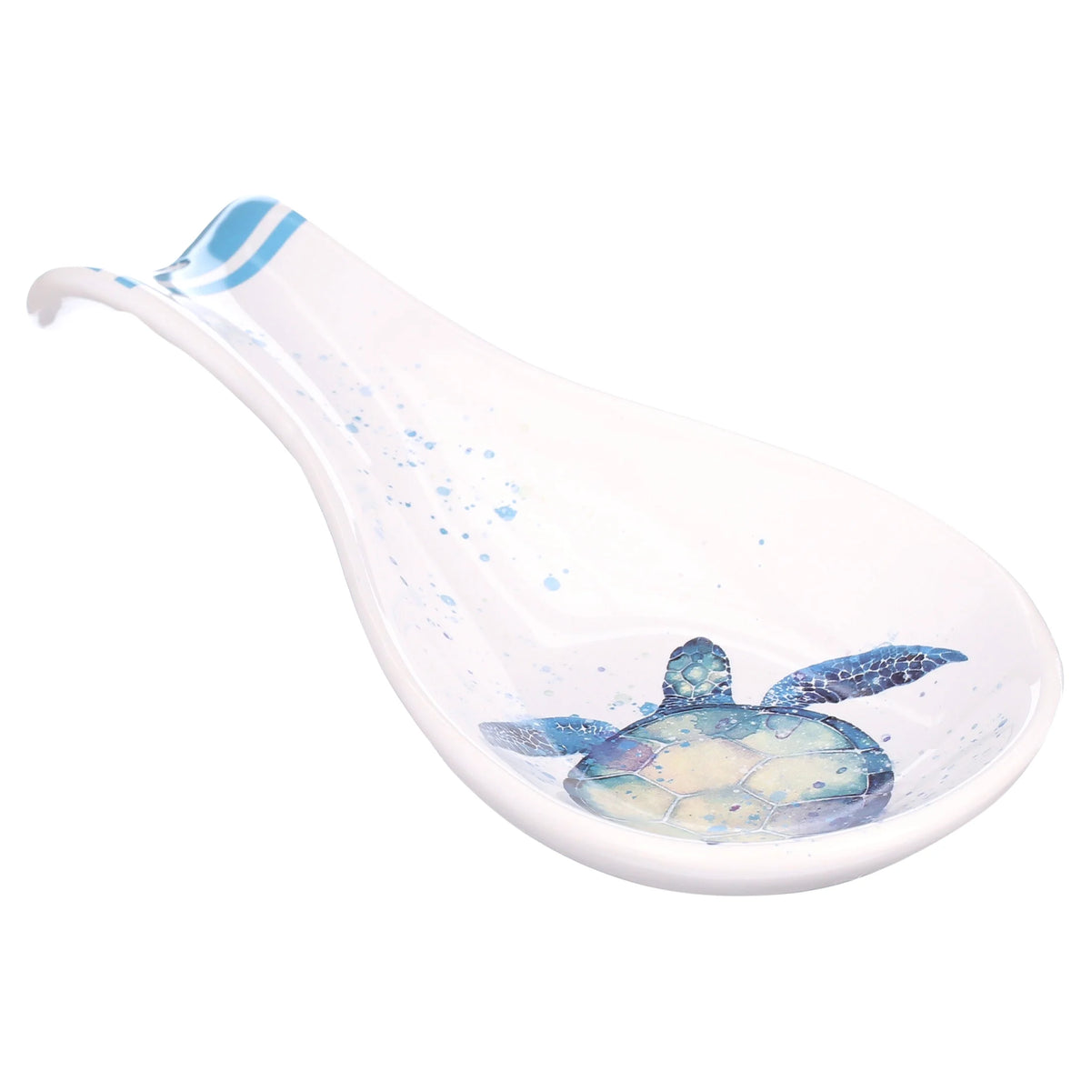 Teal Blue White Ceramic Sea Turtle Spoon Rest Q528
