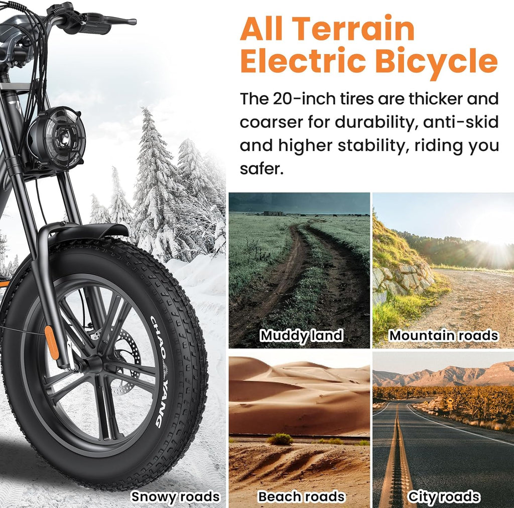 20'' Fat Tire Electric Bike with 1500W Peak Motor and 48V15.6Ah Removable Battery B658591