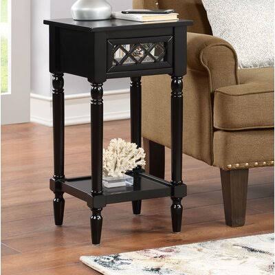 Black End Table with Storage S8956