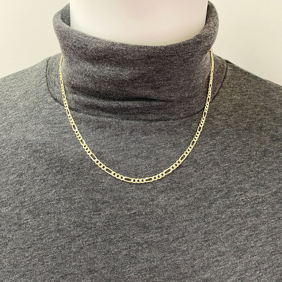 18K Gold Over Silver Diamond-Cut Figaro Chain Necklace W227