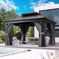 10' X 12' Aluminum Hardtop Gazebo with Curtain and Netting E876