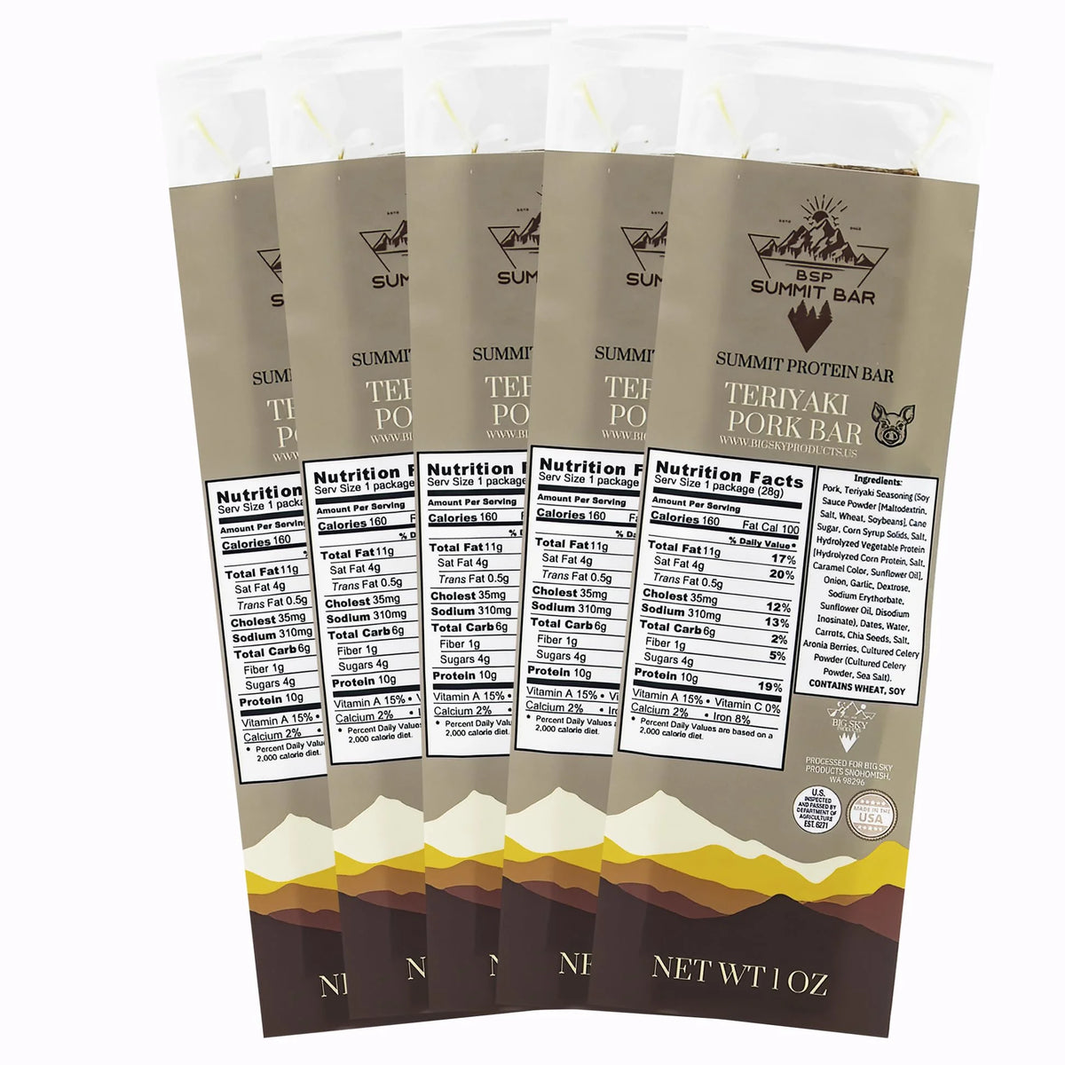 High Protein Teriyaki Pork Meat Bars 5 Pack D9088