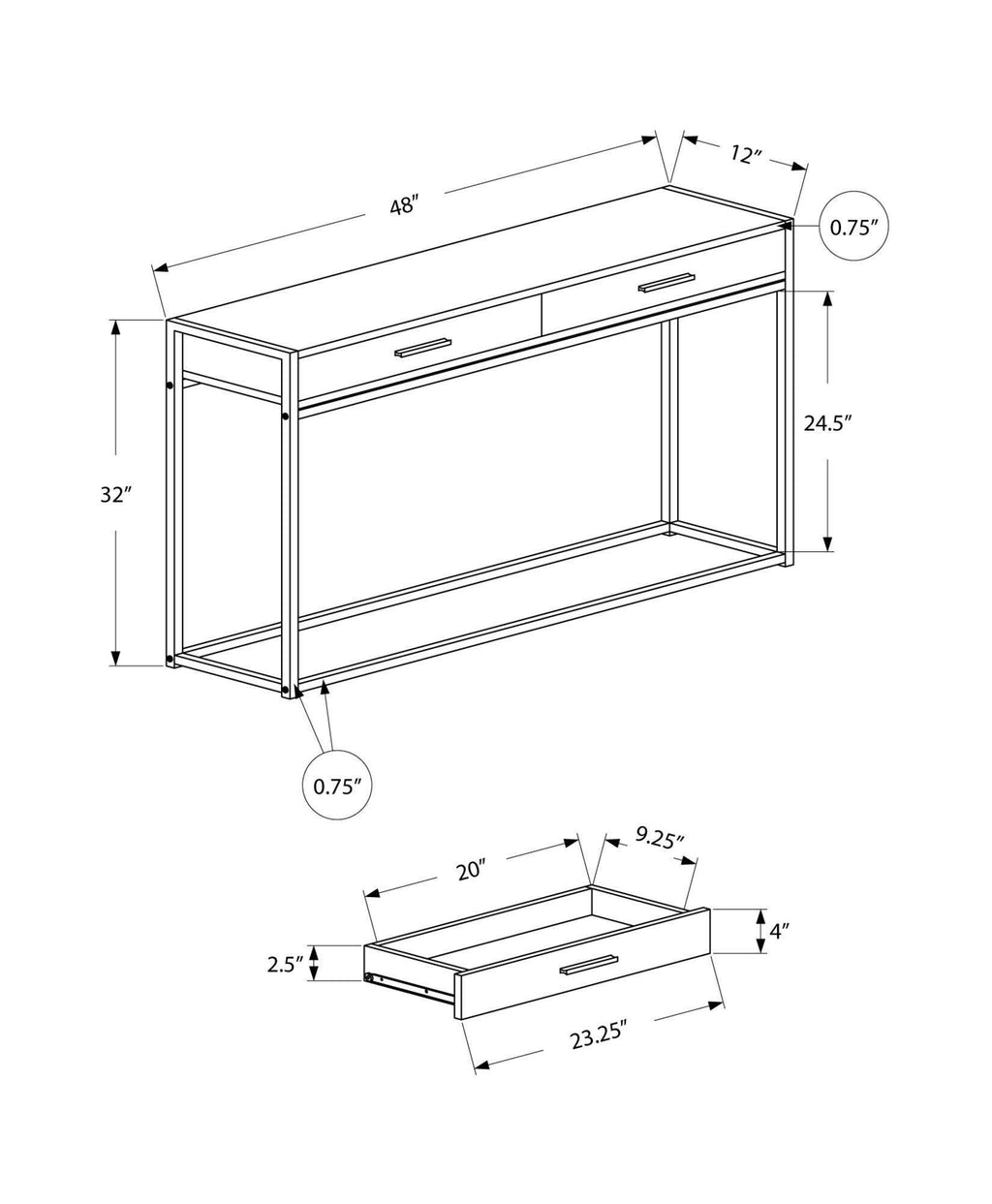 Grey Finish and Black Metal Accent Table Z562350