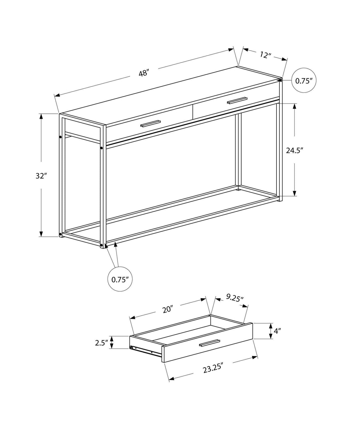 Grey Finish and Black Metal Accent Table Z562350