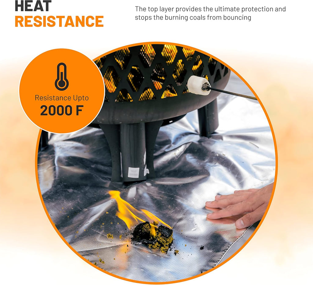 4 Layers Fire Pit Mats 67 × 60 Square Fireproof Mat X136