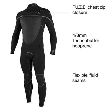 Black/Black Large Chest Zip Full Wetsuit I900723