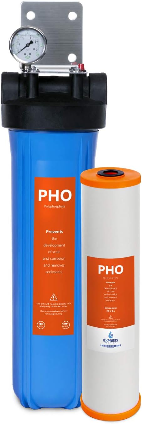 Whole House Water Filtration System with Polyphosphate Conditioner, Blue U187