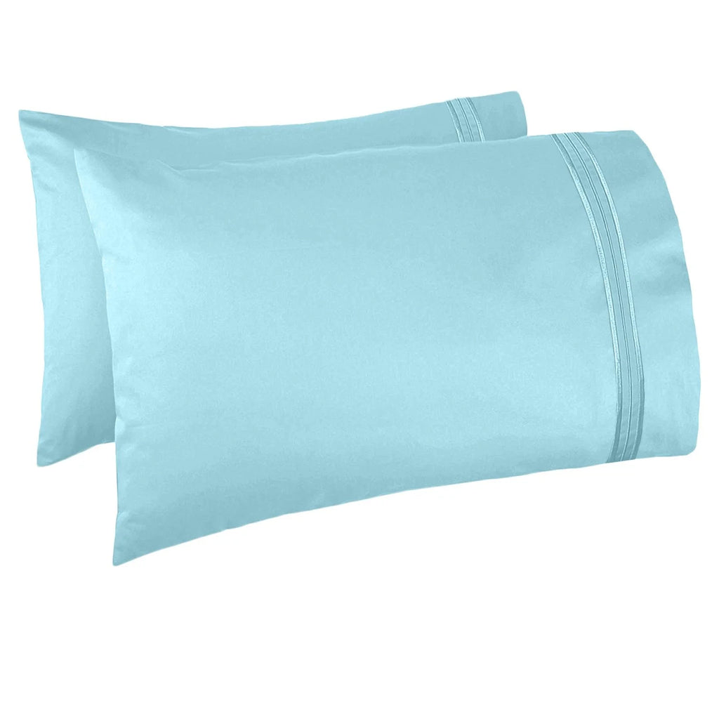 6 Piece Full Microfiber Bed Sheet Set with Extra Pillowcases, Deep Pockets Fitted Sheet, Aqua Light Blue A620718