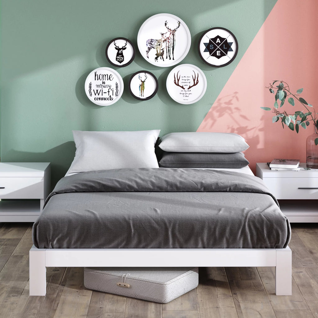 White Metal Platform Bed Frame, Queen X8560