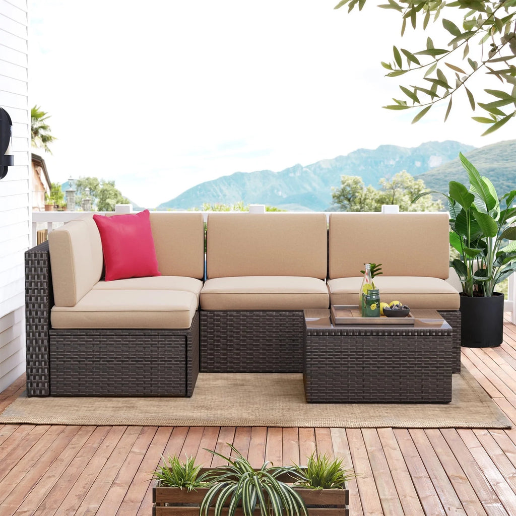 8 PCS Outdoor Patio Furniture Set with Fire Pit Table H405497