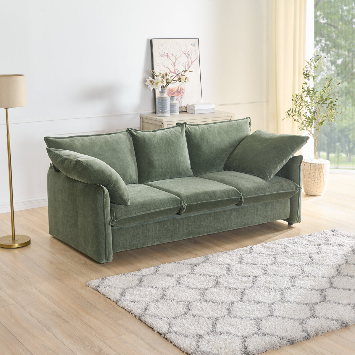 Mid-century 3 Seater Green Sofa K87166