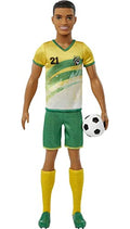 Ken Fashion Doll with Short Cropped Hair, Uniform, Tall Socks, Cleats & Ball F8363