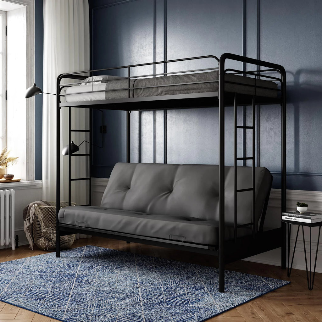 Black Twin over Futon Metal Bunk Bed T374200
