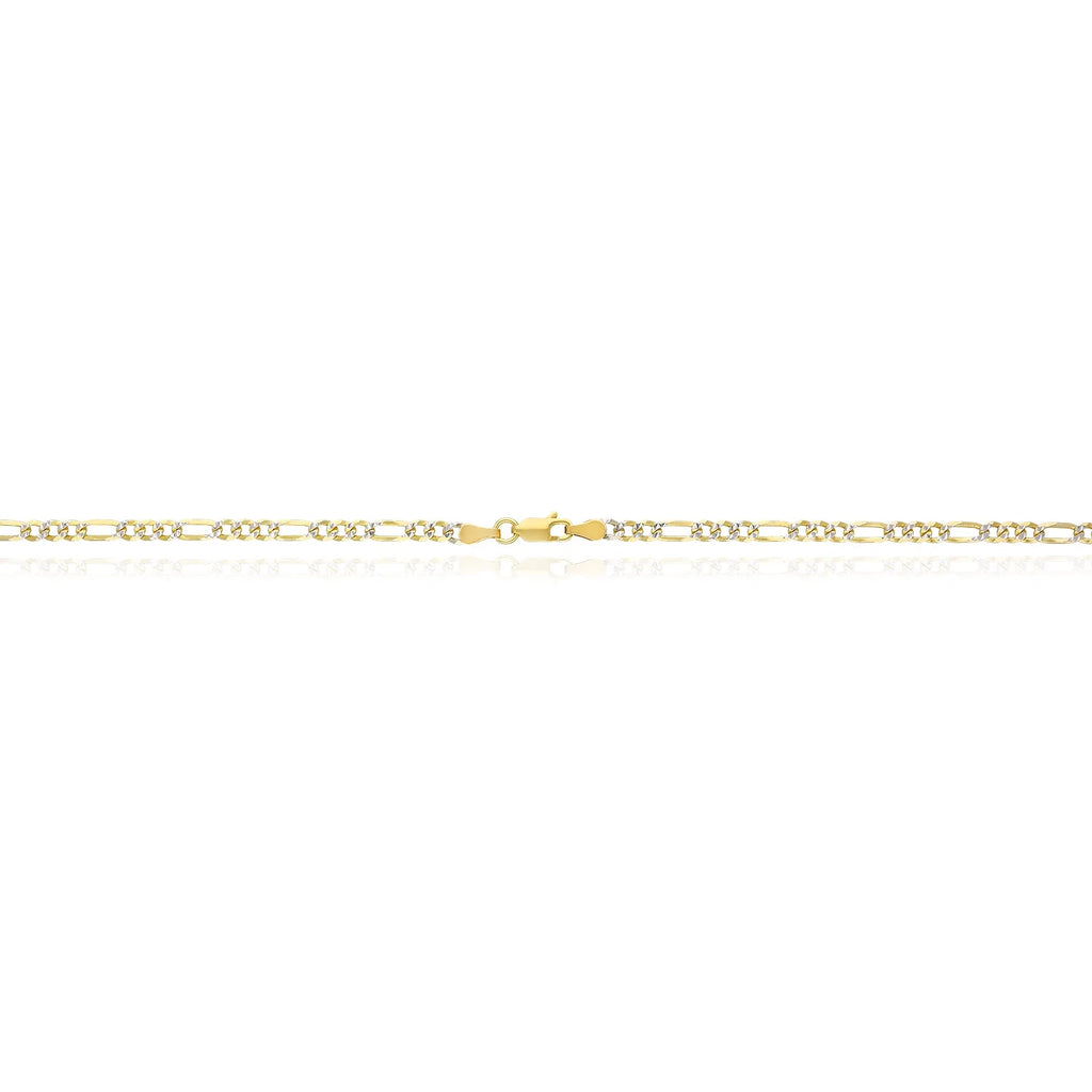 18K Gold Over Silver Diamond-Cut Figaro Chain Necklace W227