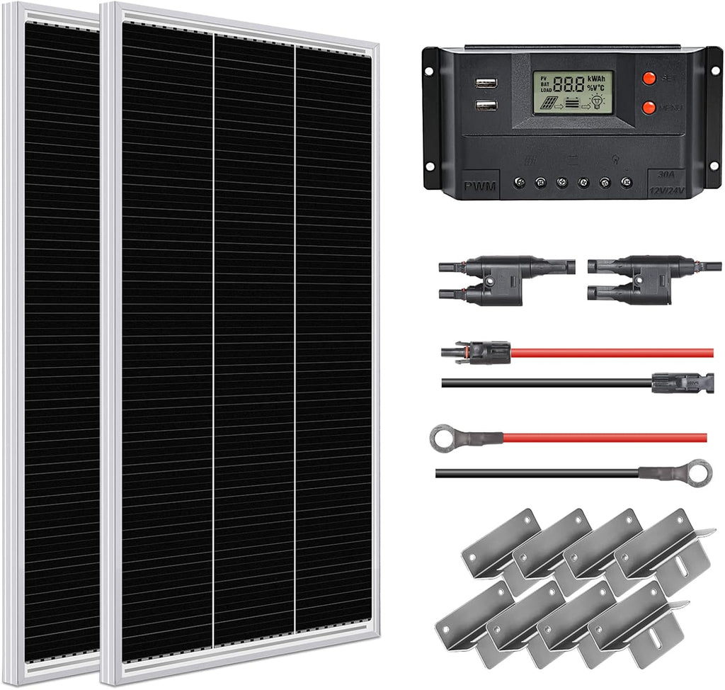 12 Volt 200 Watt Monocrystalline Solar Panel Starter Kit B433