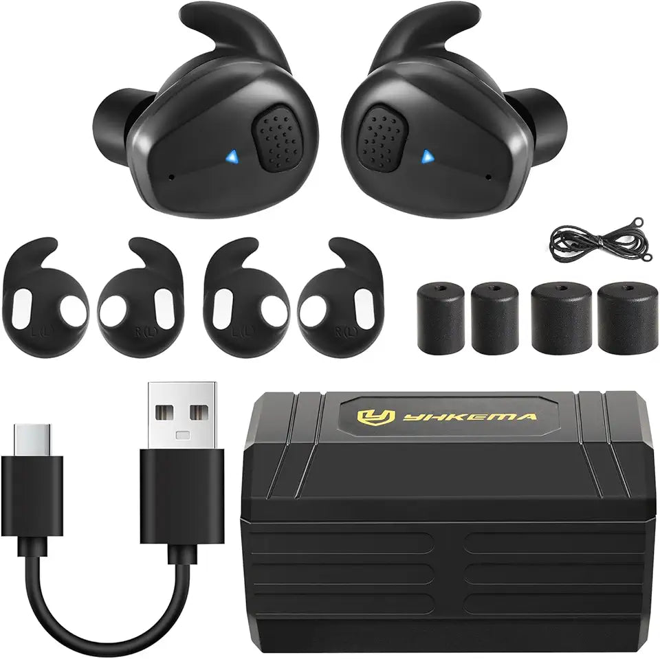 Electronic Shooting Earbuds Bluetooth Ear Hearing Protection NRR 28dB Rechargeable Black Y5862