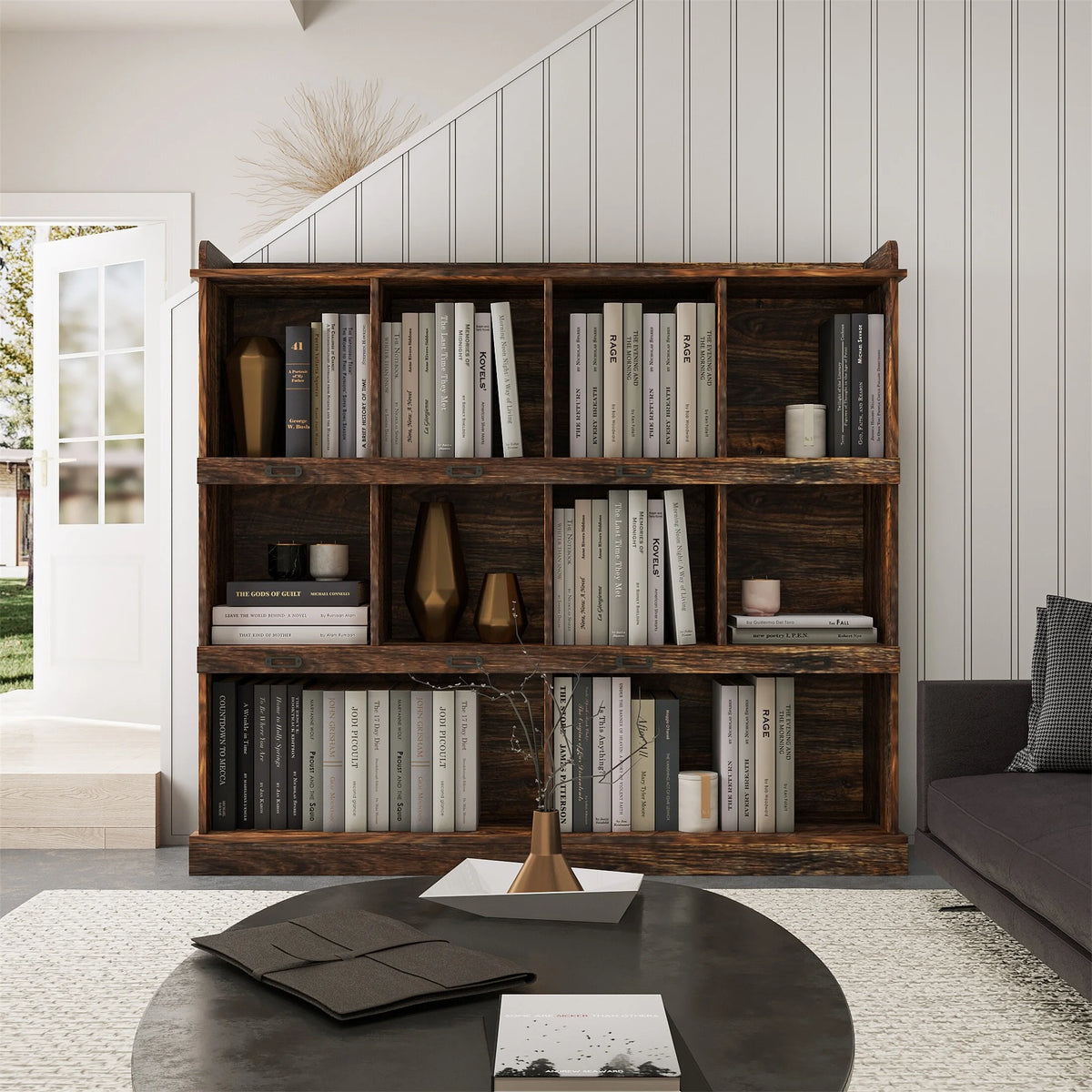 10-shelf Brown Bookcase D164005