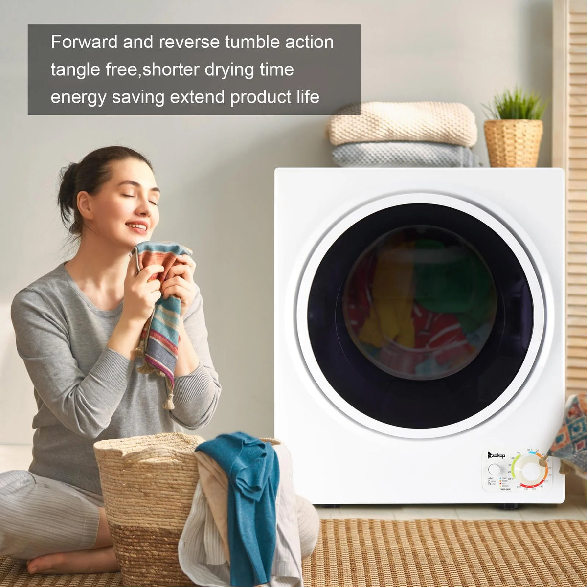 1.6 cu. ft. Compact Portable Electric Laundry Dryer, White J61474