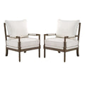 2 Piece Linen Fabric Spindle Chair Set with Wood Frame in Beige F135245