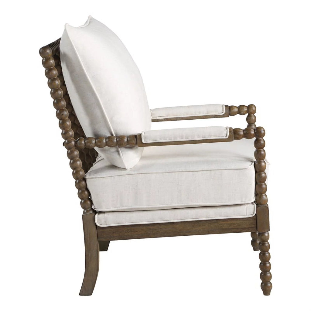 2 Piece Linen Fabric Spindle Chair Set with Wood Frame in Beige F135245