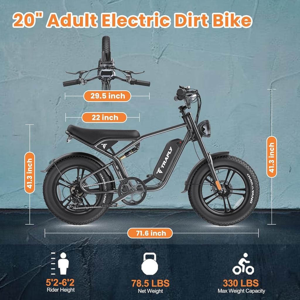 20'' Fat Tire Electric Bike with 1500W Peak Motor and 48V15.6Ah Removable Battery B658591