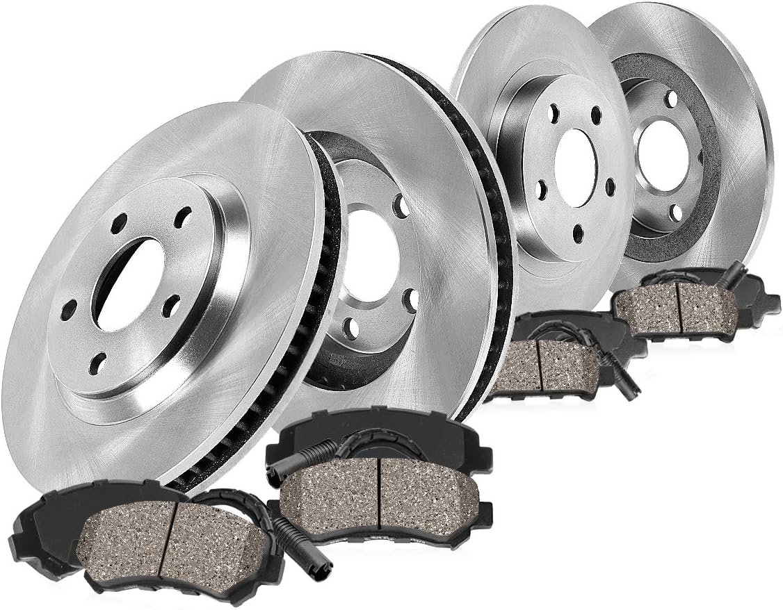 330mm Front + 325mm Rear 5 Lug Rotors + Ceramic Brake Pads + Sensors D857832
