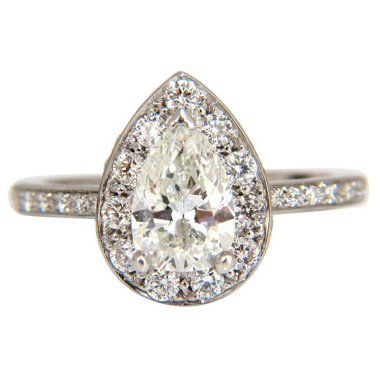 1.15ct Pear Shape Diamond Ring with 1.00ct Round Accents Platinum W515