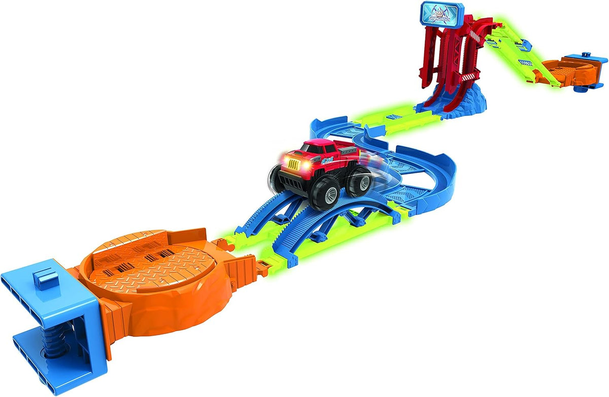48 Pcs Glow in The Dark Race Car Track with 2 Cars L556749