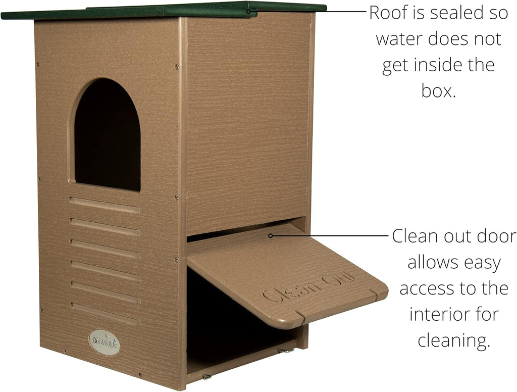 Recycled Poly Lumber Barred Owl Nesting Box with Mounting Hardware and Pine Shavings I18135
