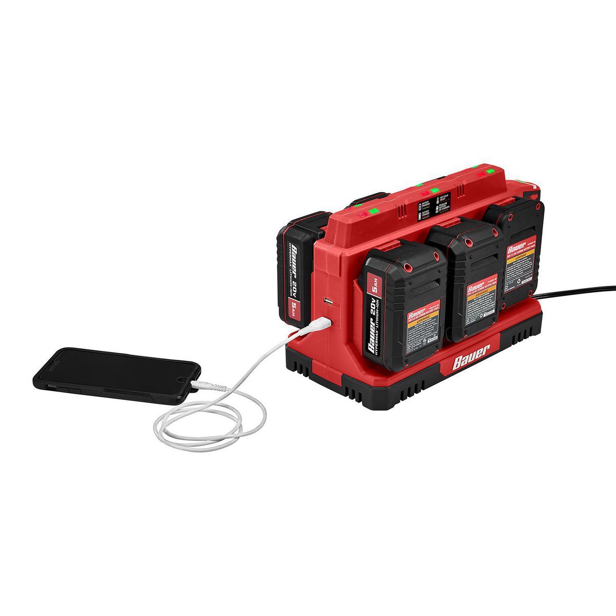 20V 6-Port Sequential Charger with Dual USB Ports F1920