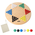 11.5" Wooden Chinese Checker Board Game with 66 Wood Marbles P914