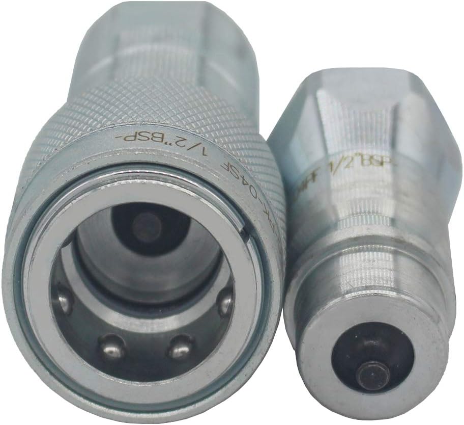 2-Sets 1/4'' Ag ISO5675 Carbon Steel Hydraulic Quick Disconnect Coupling with Dust Cap A69836