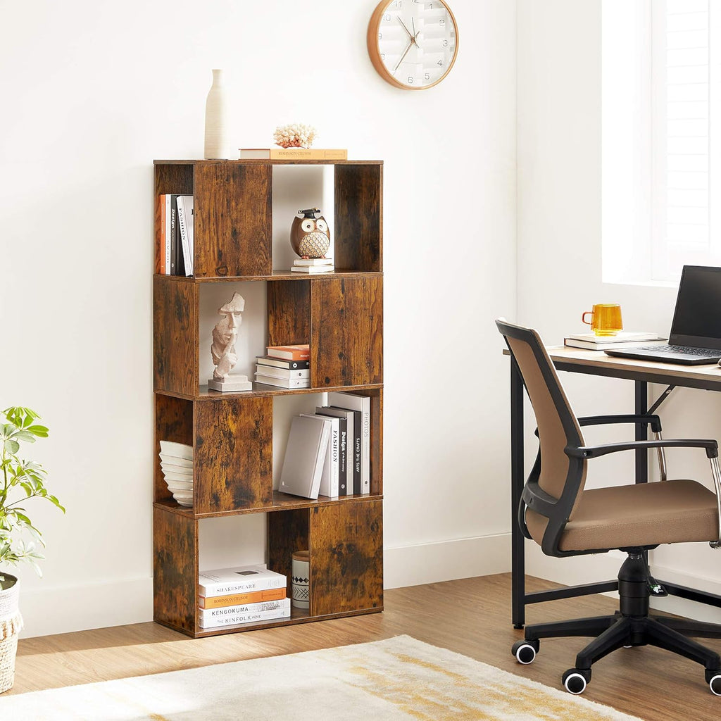 Rustic Brown Bookcase with Open Closed Shelf T768576