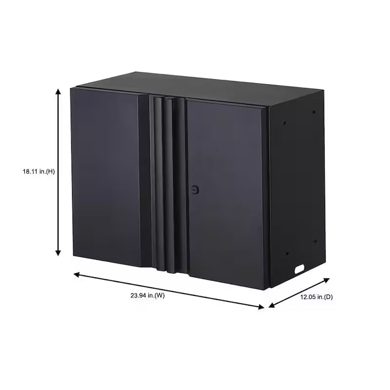 Black 24-Gauge Steel Wall Mounted Garage Cabinet S1498
