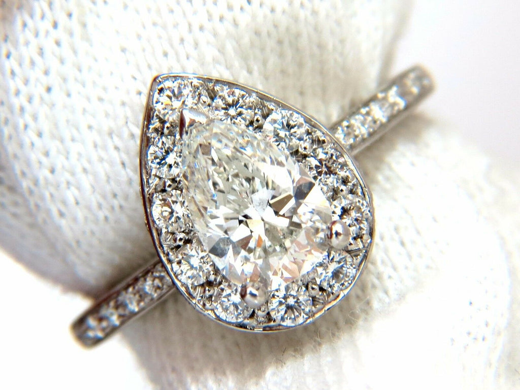 1.15ct Pear Shape Diamond Ring with 1.00ct Round Accents Platinum W515