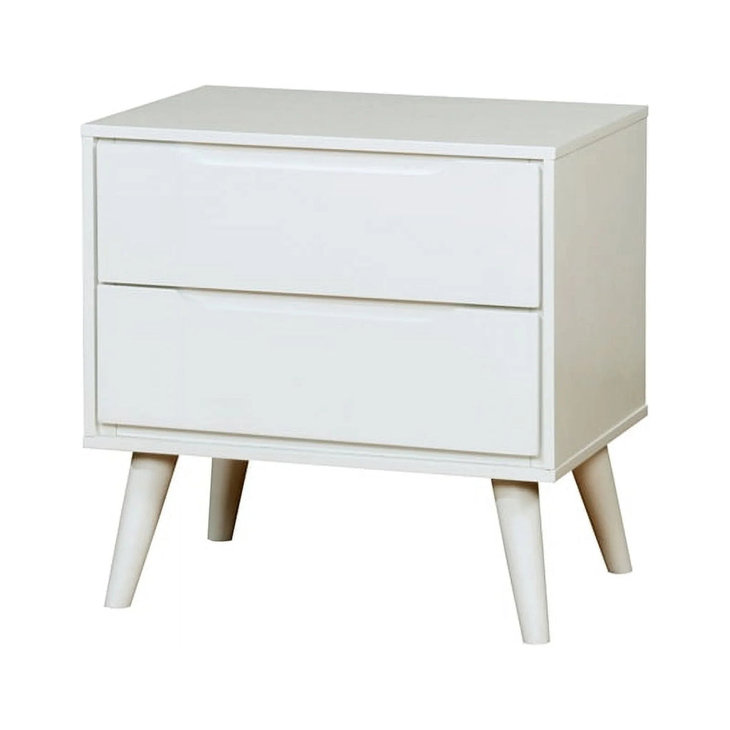 4pc Wood Bedroom Set King Nightstand Dresser Mirror White N326438