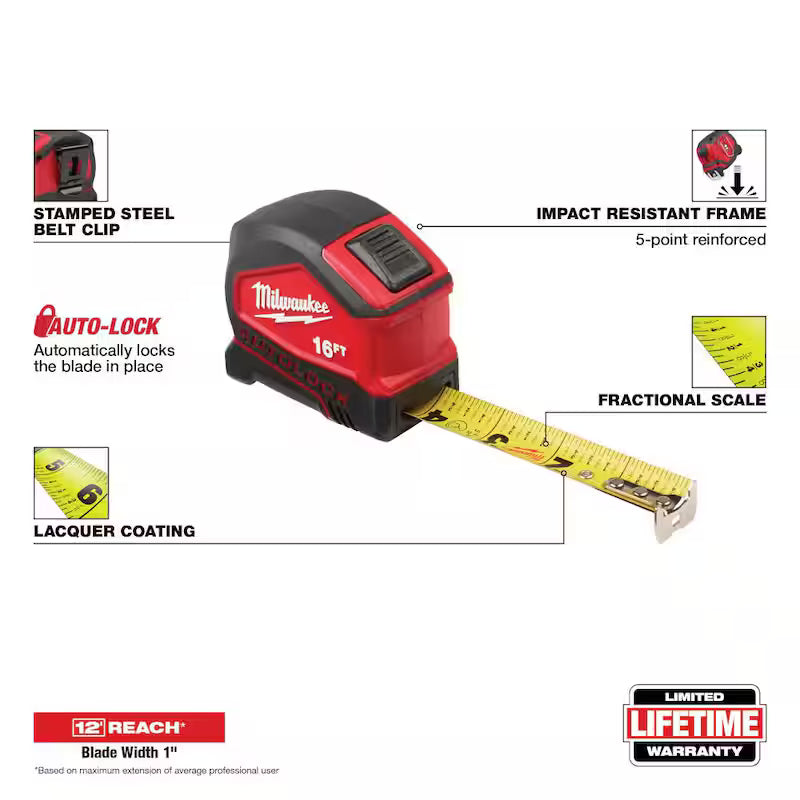 16 ft. SAE Tape Measure with Fractional Scale N372924