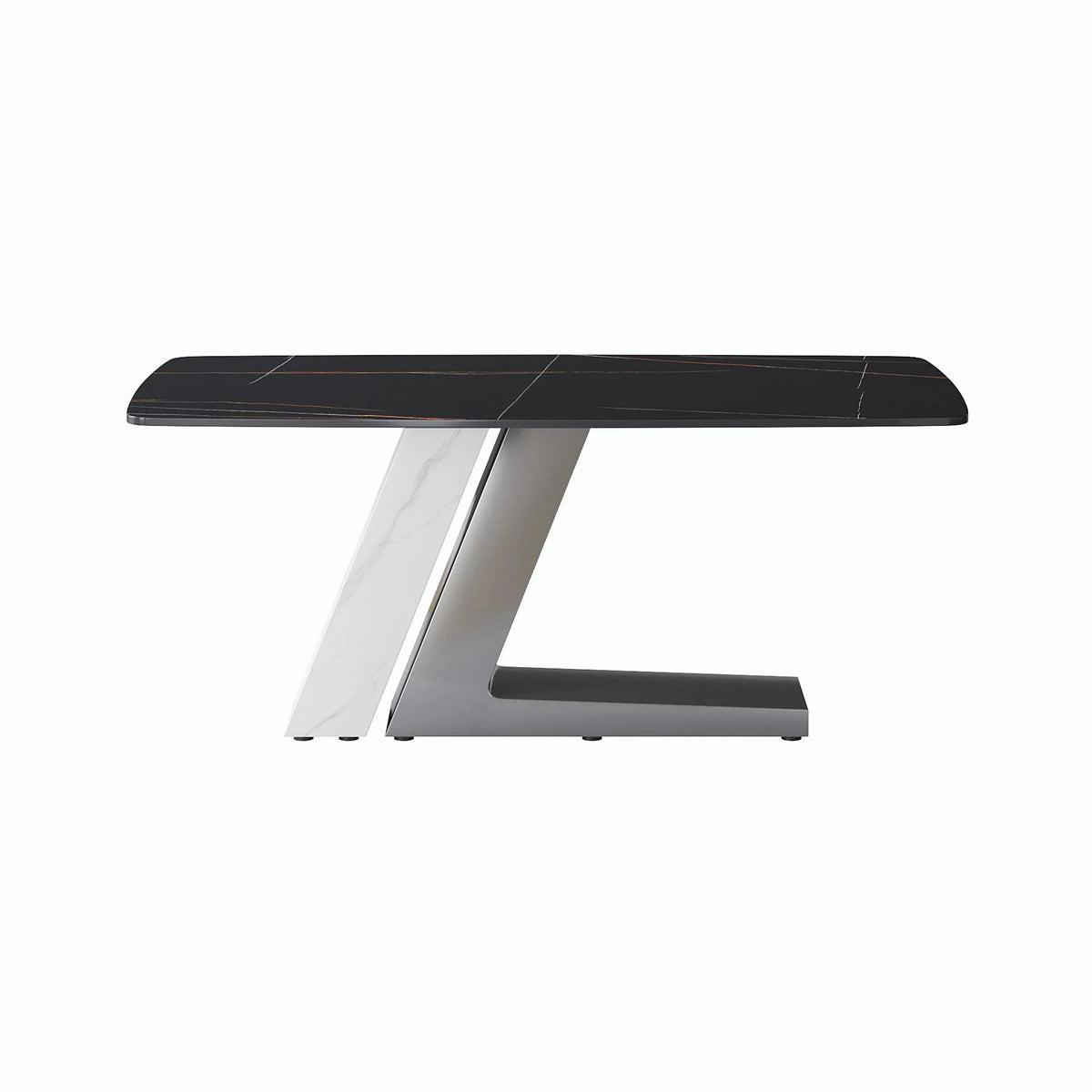 Black Dining Table with Sintered Stone Rectangle Tabletop O554