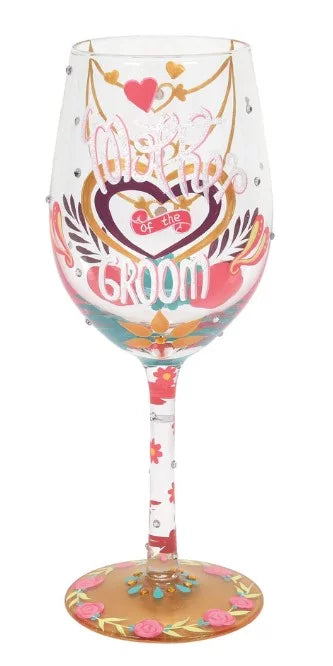 Hand-Painted Wine Glass, 15 Ounce D571