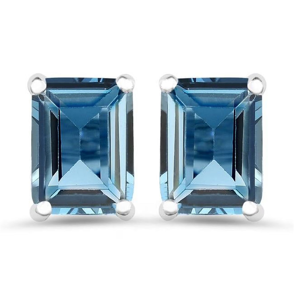 3.90 Carat Genuine London Blue Topaz 0.925 Sterling Silver Earrings E115