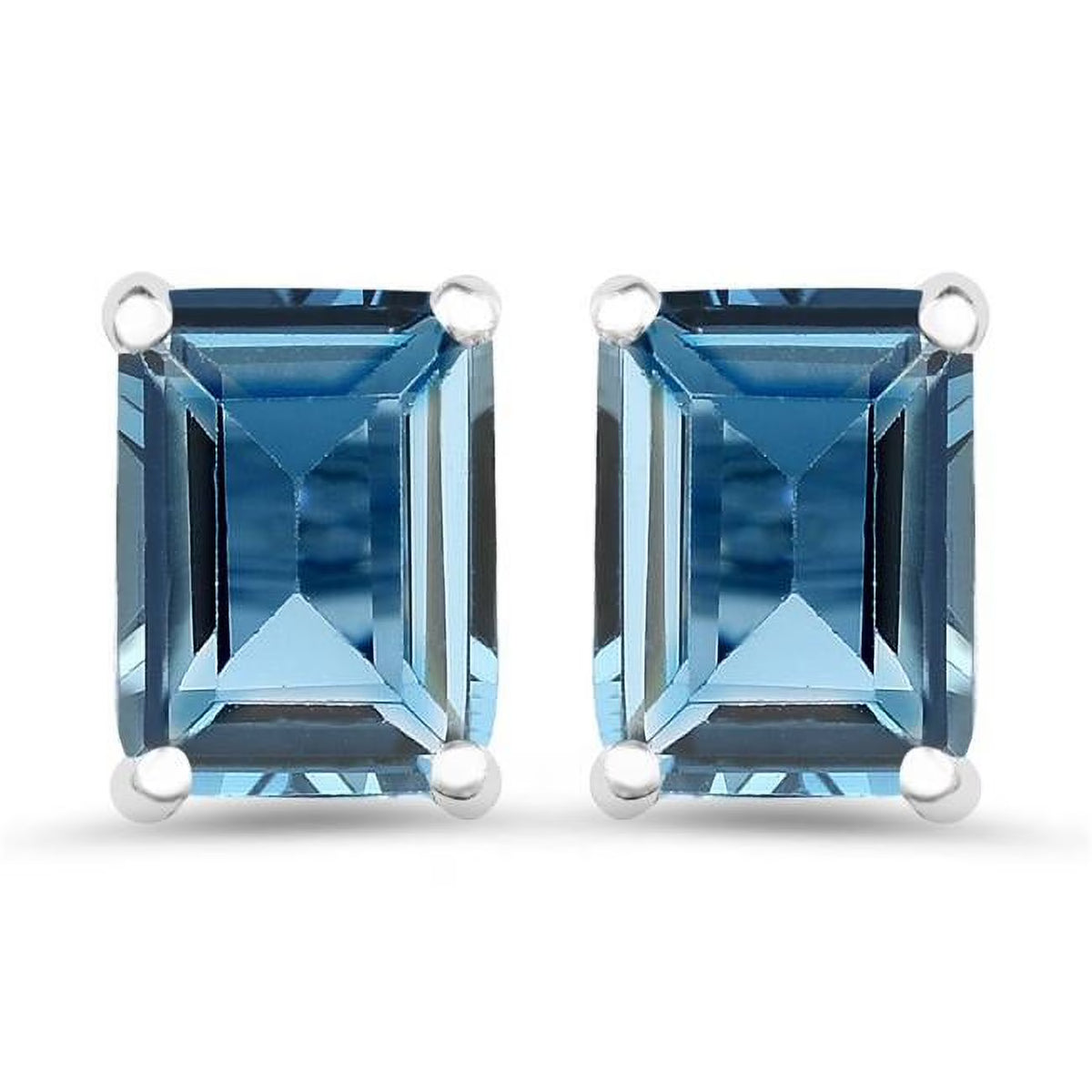3.90 Carat Genuine London Blue Topaz 0.925 Sterling Silver Earrings E115